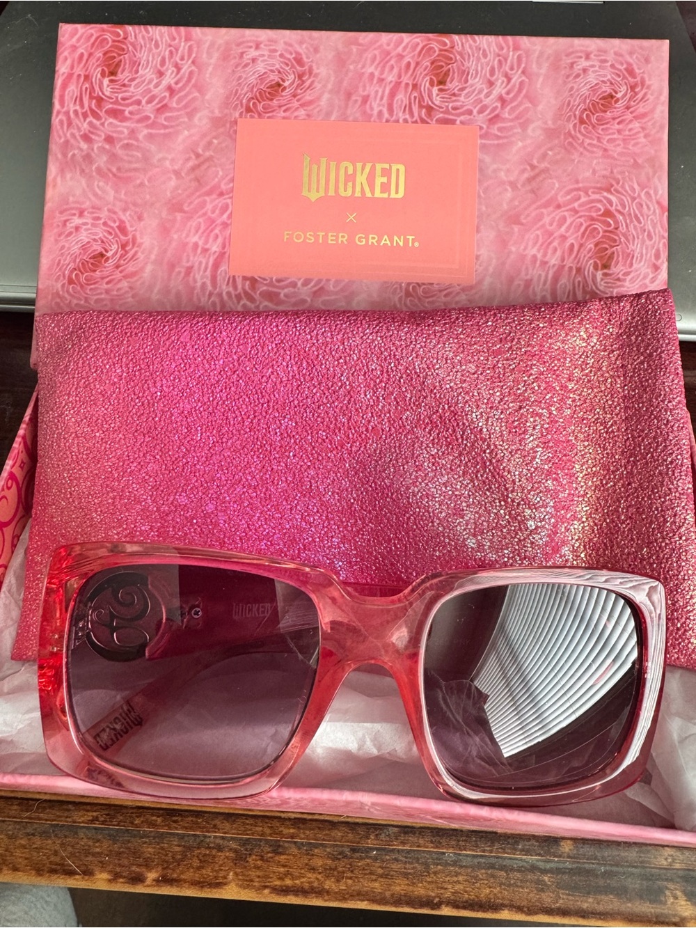 Foster Grant Wicked Hot Pink Square Sunglasses with Gradient Lenses